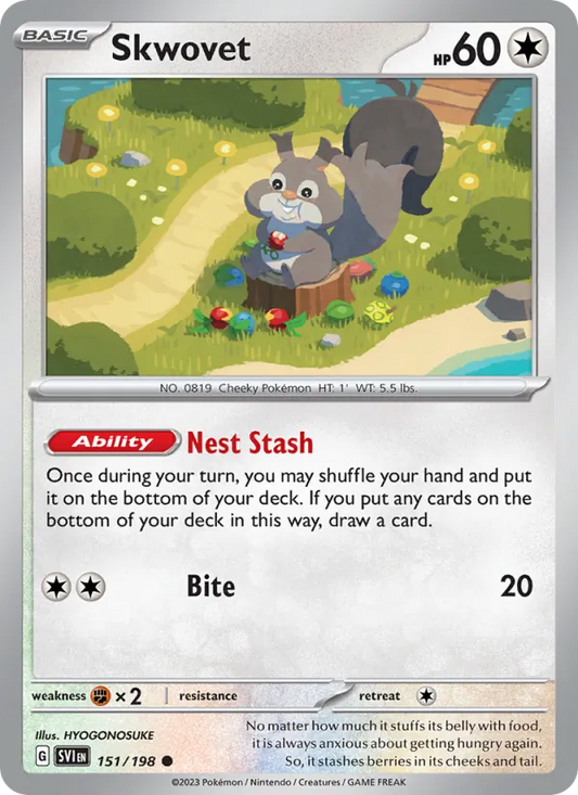 Skwovet Non-Holo 151/198 Scarlet & Violet Pokémon Card