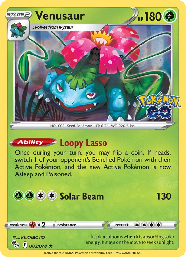 Venusaur Reverse Holo 003/78 Pokémon GO Pokémon Card