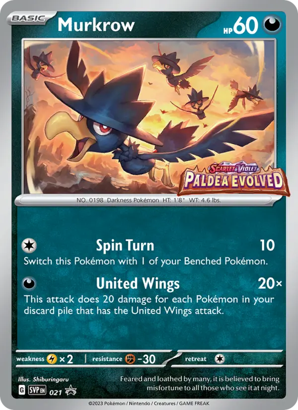 Murkrow Non-Foil 021/225 SVP Black Star Promos Pokémon Card