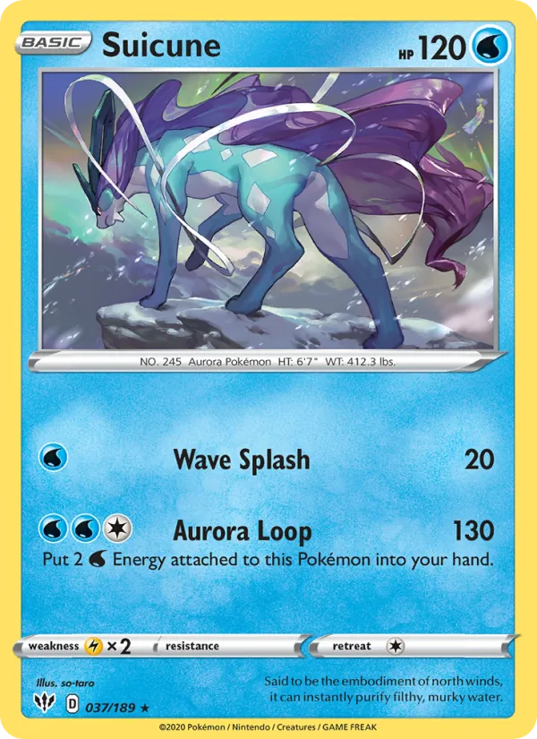 Suicune Reverse Holo 037/189 Darkness Ablaze Pokémon Card