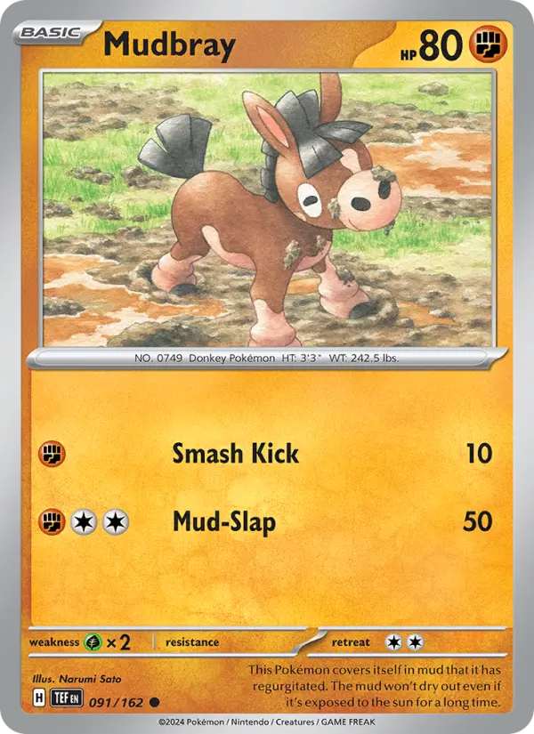 Mudbray Reverse Holo 091/162 Temporal Forces Pokémon Card