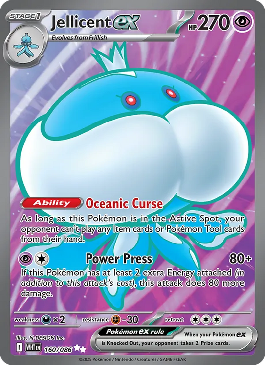 Jellicent ex Holo 160/86 White Flare Pokémon Card