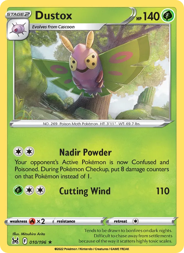 Dustox Reverse Holo 010/196 Lost Origin Pokémon Card