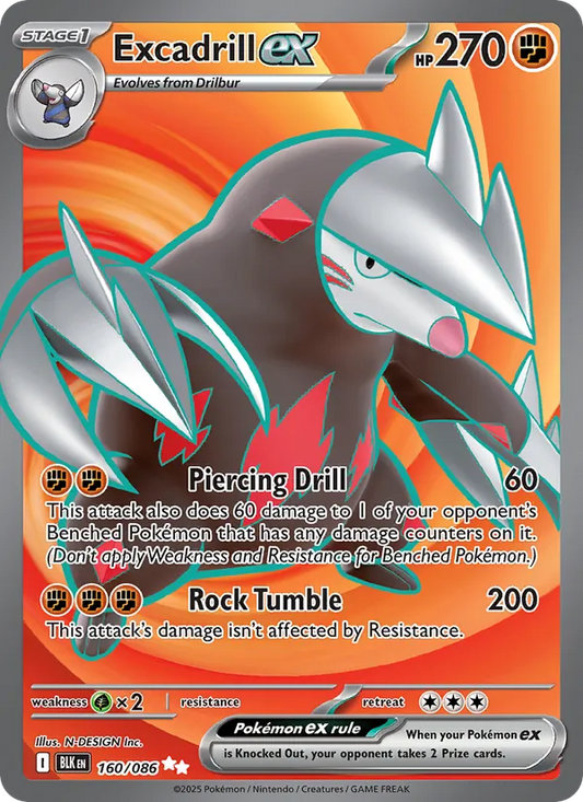Excadrill ex Holo 160/86 Black Bolt Pokémon Card