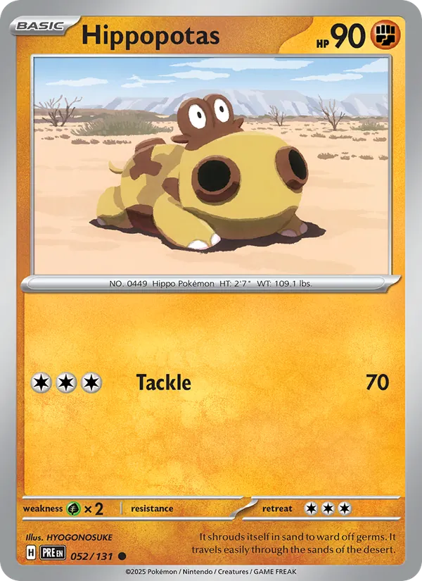 Hippopotas Normal 052/131 Prismatic Evolutions Pokémon Card