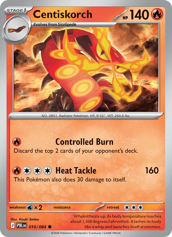 Centiskorch Non-Holo 010/84 Pitch Black Pokémon Card