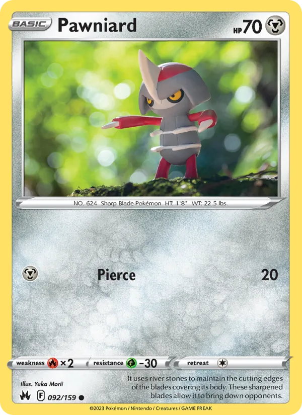 Pawniard Reverse Holo 092/159 Crown Zenith Pokémon Card