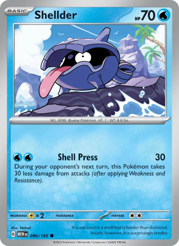 Shellder Reverse Holo 090/165 151 Pokémon Card