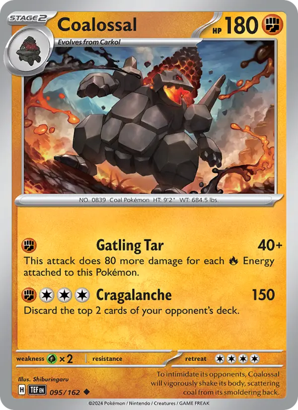 Coalossal Reverse Holo 095/162 Temporal Forces Pokémon Card