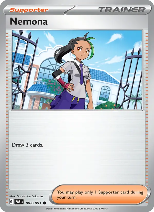 Nemona Reverse Holo 082/91 Paldean Fates Pokémon Card