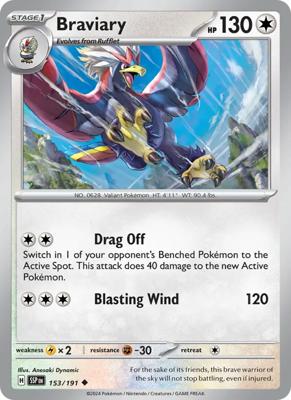 Braviary Reverse Holo 153/191 Surging Sparks Pokémon Card