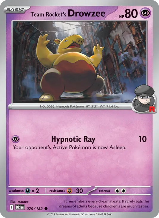 Team Rocket's Drowzee Reverse Holo 079/182 Destined Rivals Pokémon Card