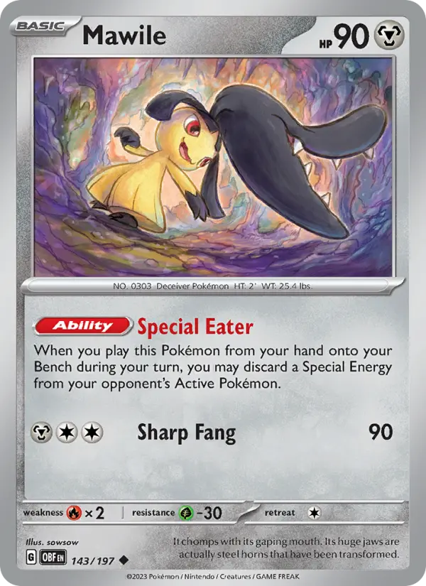 Mawile Reverse Holo 143/197 Obsidian Flames Pokémon Card