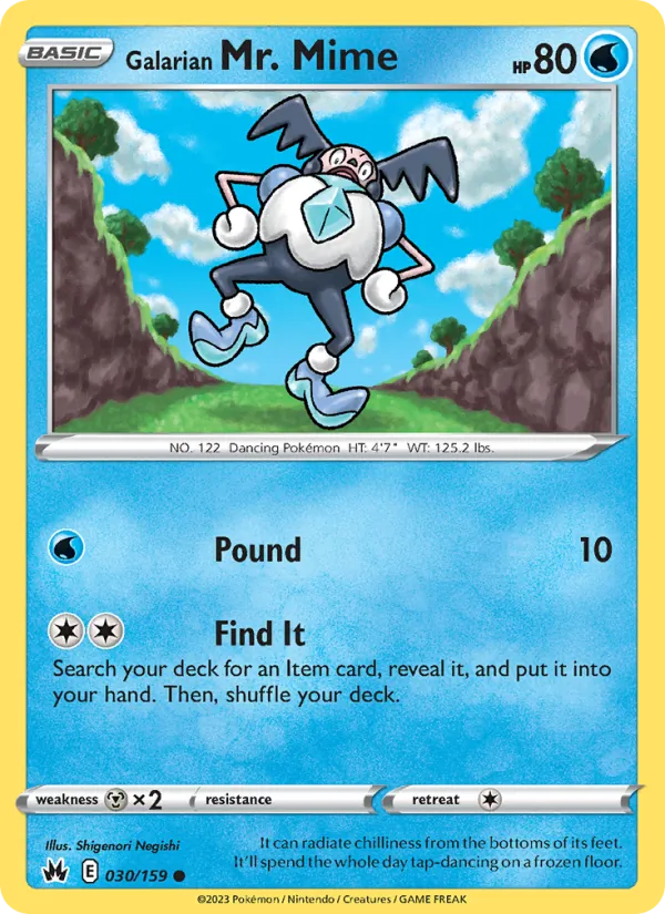 Galarian Mr. Mime Reverse Holo 030/159 Crown Zenith Pokémon Card
