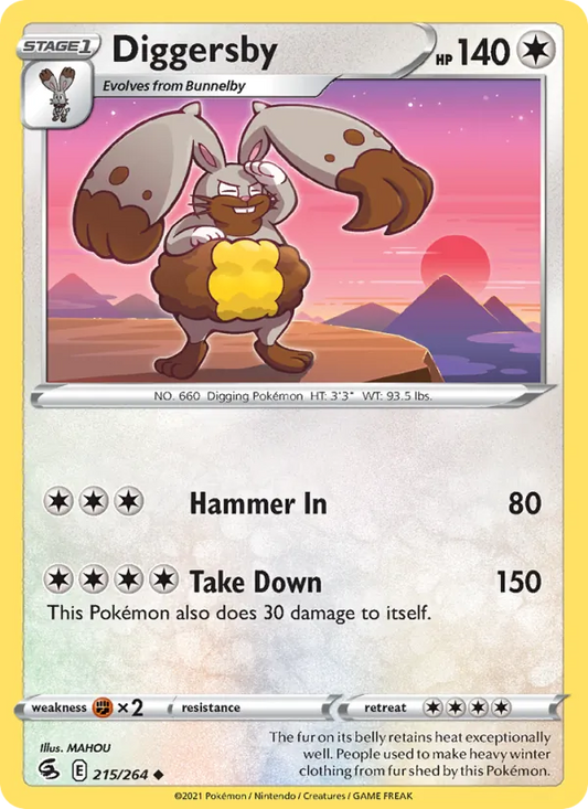 Diggersby Reverse Holo 215/264 Fusion Strike Pokémon Card