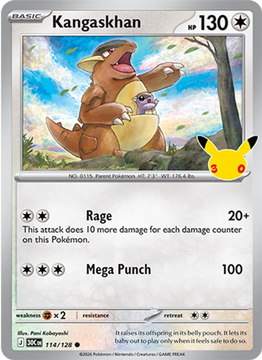 Kangaskhan Normal 114/128 30th Celebration Pokémon Card