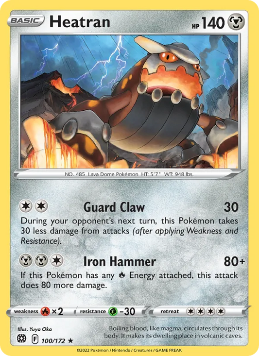 Heatran Reverse Holo 100/172 Brilliant Stars Pokémon Card