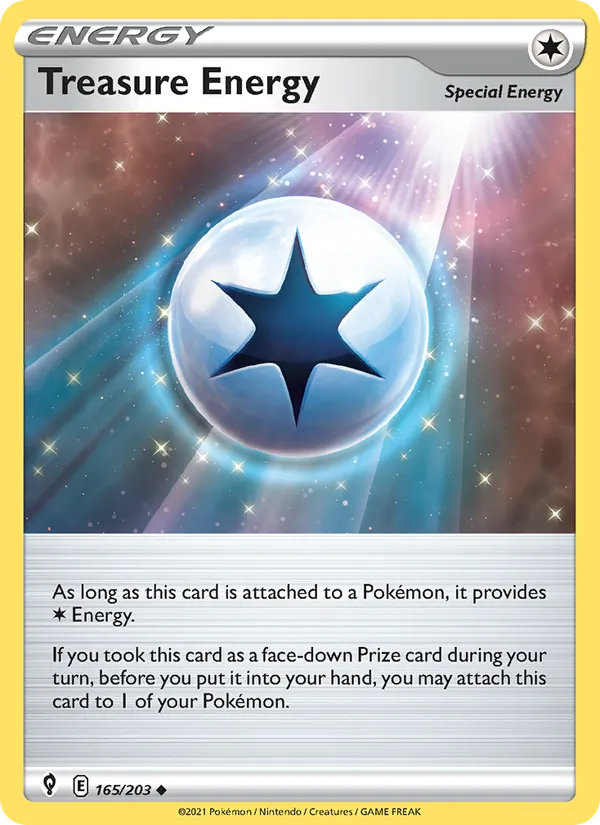 Treasure Energy Reverse Holo 165/203 Evolving Skies Pokémon Card