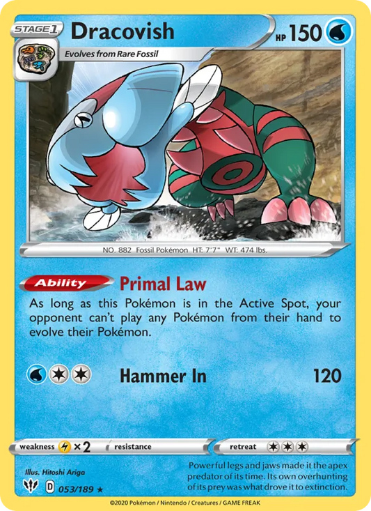 Dracovish Reverse Holo 053/189 Darkness Ablaze Pokémon Card