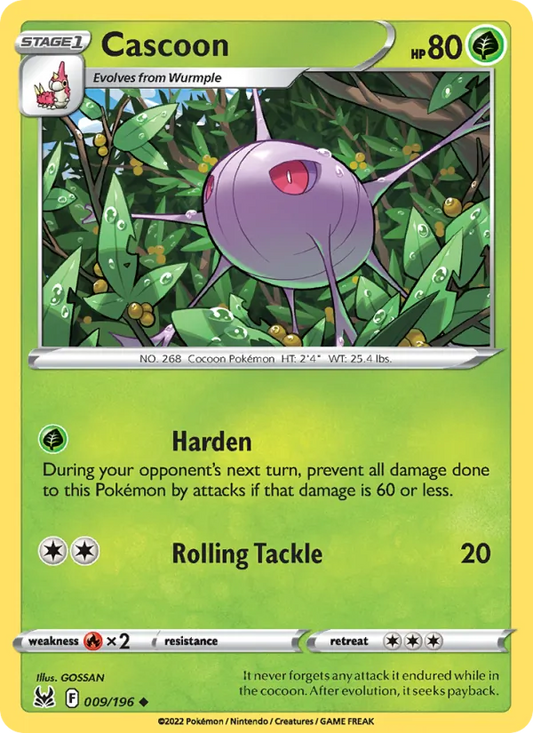Cascoon Reverse Holo 009/196 Lost Origin Pokémon Card