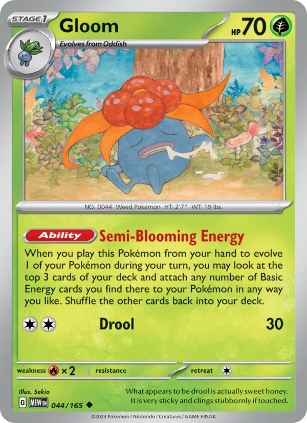 Gloom Normal 044/165 151 Pokémon Card