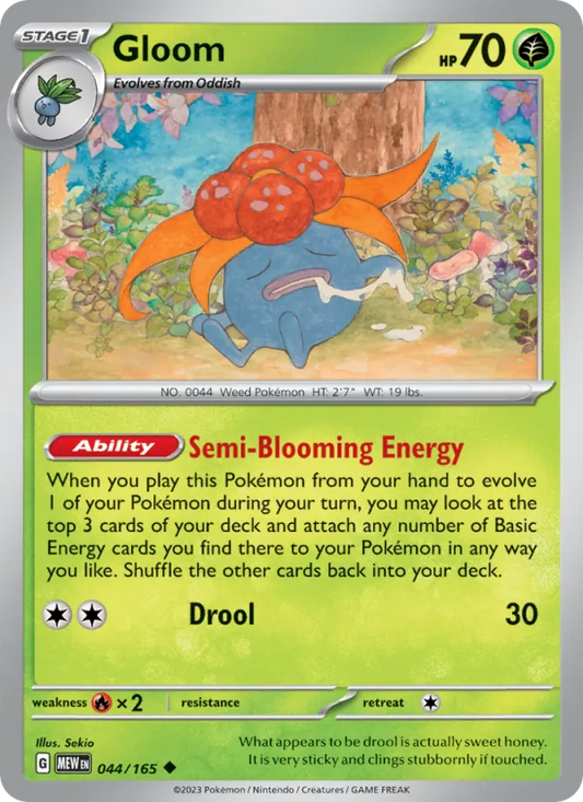Gloom Normal 044/165 151 Pokémon Card