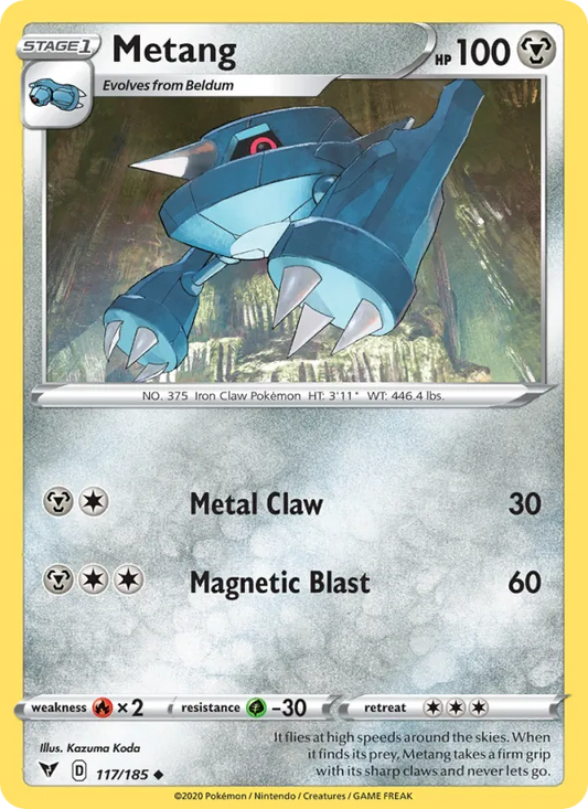 Metang Reverse Holo 117/185 Vivid Voltage Pokémon Card
