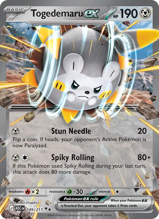 Togedemaru ex Holo 149/217 Ascended Heroes Pokémon Card