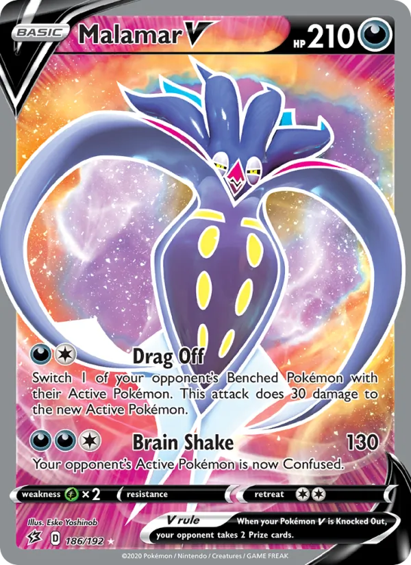 Malamar V Holo 186/192 Rebel Clash Pokémon Card