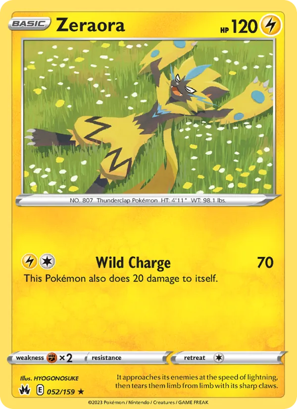 Zeraora Reverse Holo 052/159 Crown Zenith Pokémon Card