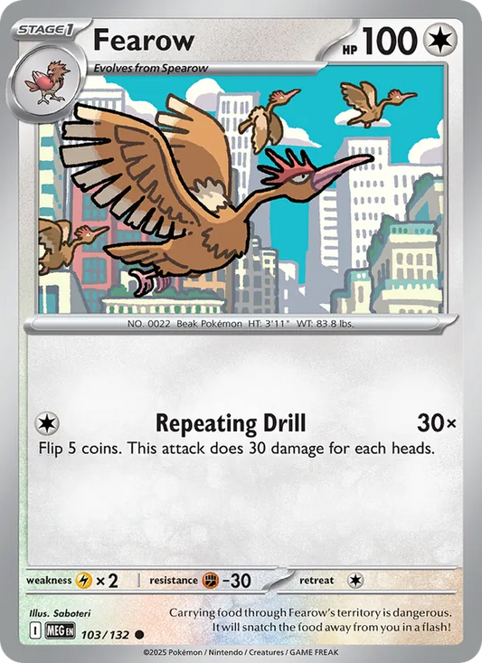 Fearow Normal 103/132 Mega Evolution Pokémon Card