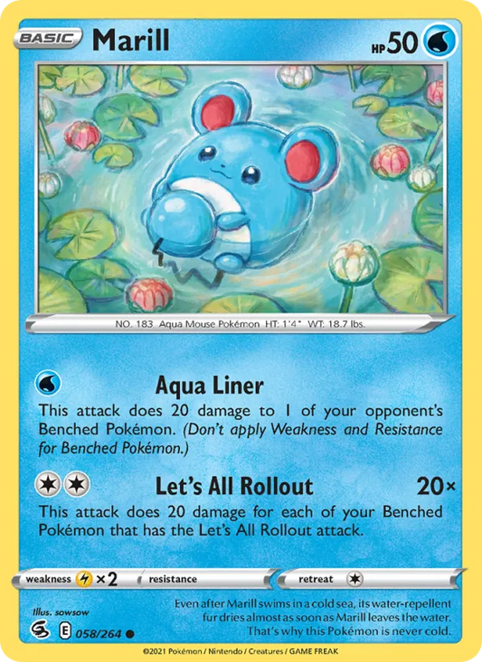 Marill Normal 058/264 Fusion Strike Pokémon Card