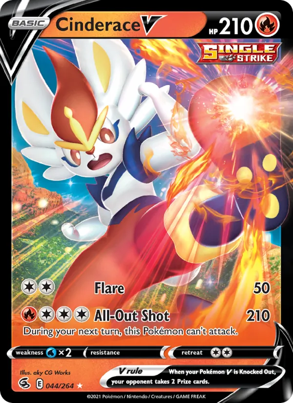 Cinderace V Holo 044/264 Fusion Strike Pokémon Card