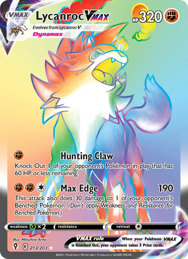 Lycanroc VMAX Holo 213/203 Evolving Skies Pokémon Card
