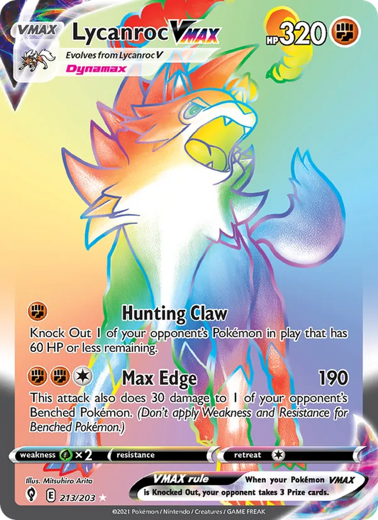 Lycanroc VMAX Holo 213/203 Evolving Skies Pokémon Card