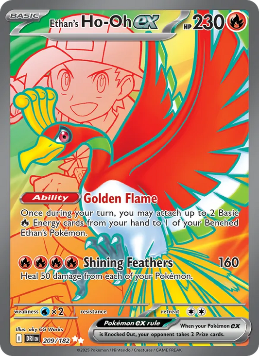 Ethan's Ho-Oh ex Holo 209/182 Destined Rivals Pokémon Card
