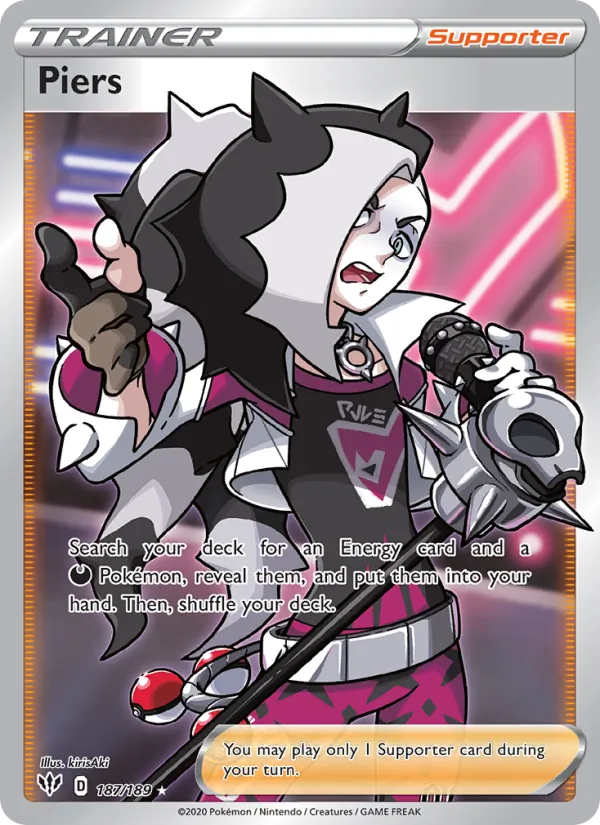 Piers Holo 187/189 Darkness Ablaze Pokémon Card