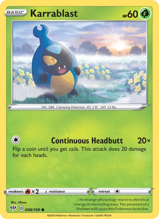 Karrablast Normal 008/189 Darkness Ablaze Pokémon Card