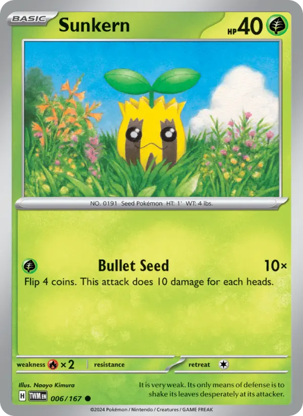 Sunkern Reverse Holo 006/167 Twilight Masquerade Pokémon Card