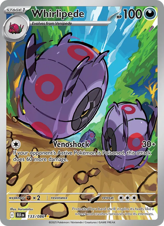 Whirlipede Holo 133/86 Black Bolt Pokémon Card