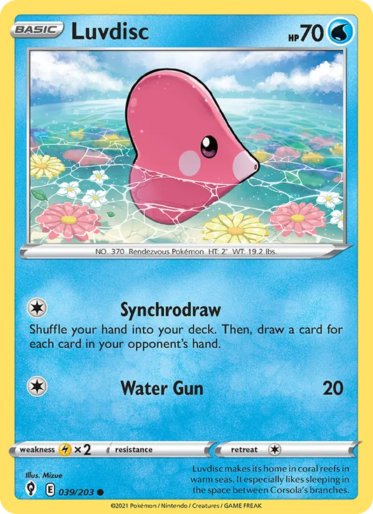 Luvdisc Reverse Holo 039/203 Evolving Skies Pokémon Card