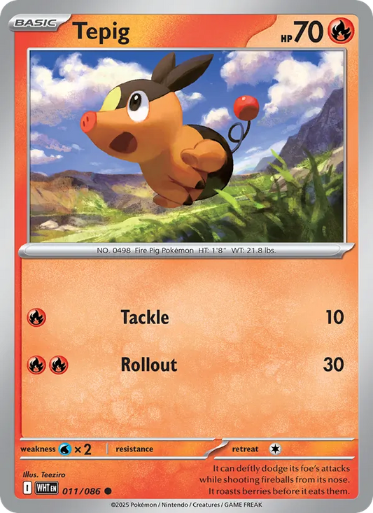 Tepig Normal 011/86 White Flare Pokémon Card