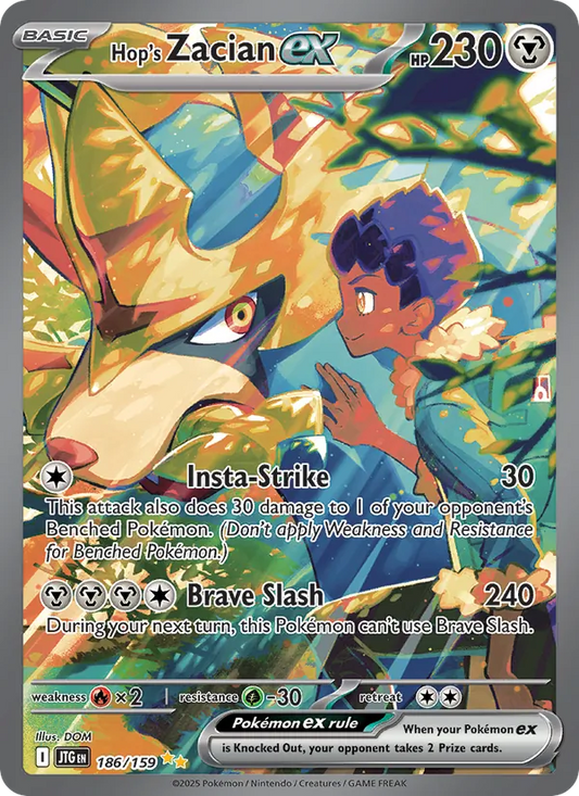 Hop's Zacian ex Holo 186/159 Journey Together Pokémon Card