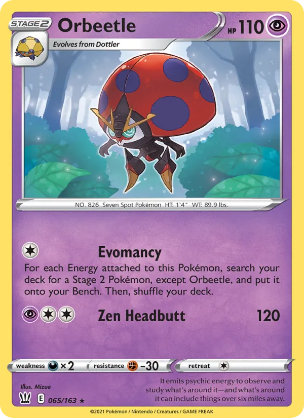 Orbeetle Reverse Holo 065/163 Battle Styles Pokémon Card