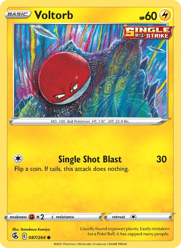 Voltorb Reverse Holo 087/264 Fusion Strike Pokémon Card