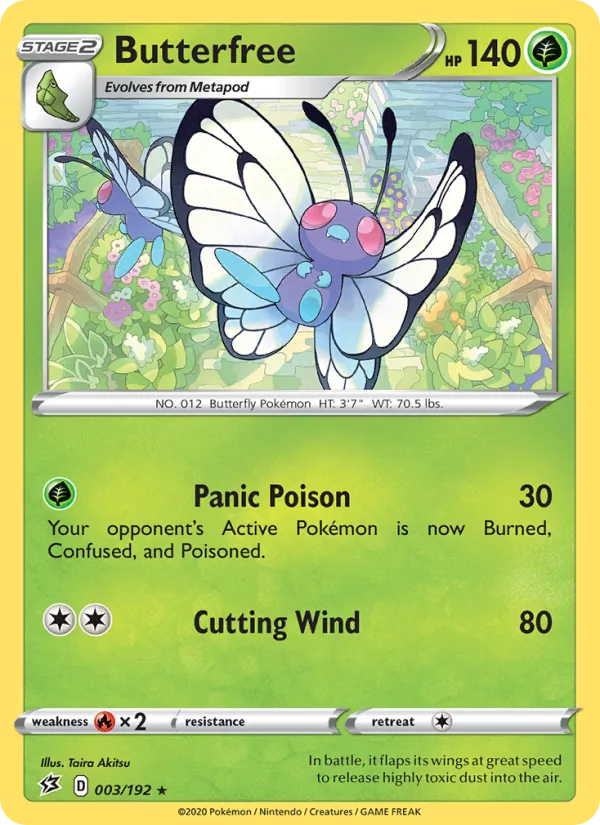 Butterfree Reverse Holo 003/192 Rebel Clash Pokémon Card