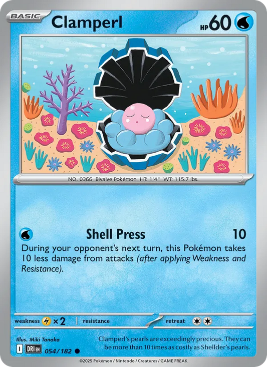 Clamperl Normal 054/182 Destined Rivals Pokémon Card