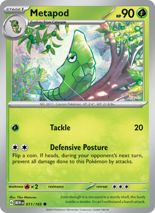 Metapod Normal 011/165 151 Pokémon Card