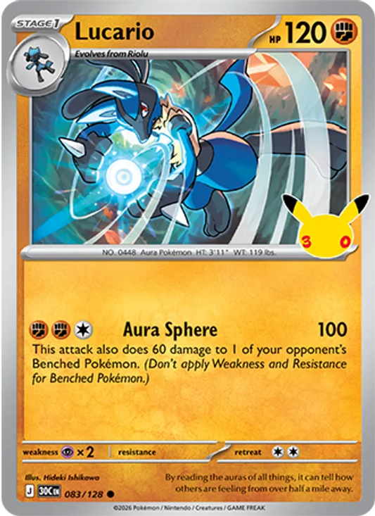 Lucario Normal 083/128 30th Celebration Pokémon Card