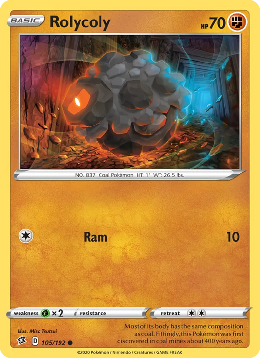 Rolycoly Reverse Holo 105/192 Rebel Clash Pokémon Card